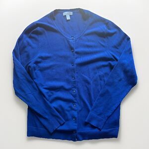 Charter Club Women's Cardigan Button Royal Blue Size Extra Large Soft Casual